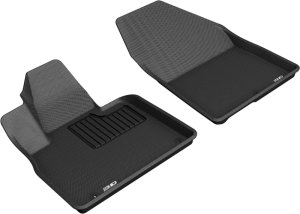 Hyundai Santa Fe Floor Mats - Front - 3D MAXpider - Kagu - Black - `19-`20 Hyundai Santa Fe Floor Mats - Front - 3D MAXpider - Kagu - Black - `19-`20